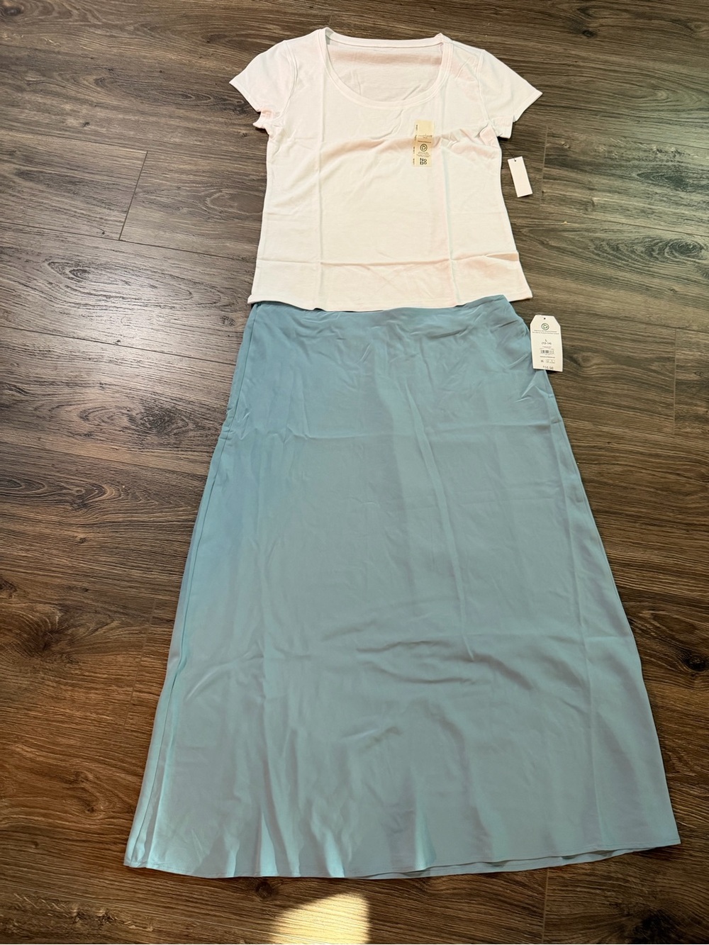 Light Blue Maxi Skirt — white t-shirt Classic Everyday Style